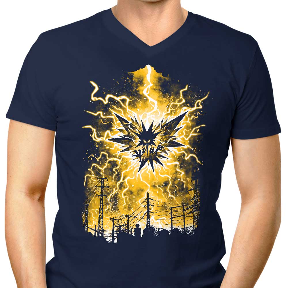 Men's V-Neck with a Lightning Storm Design