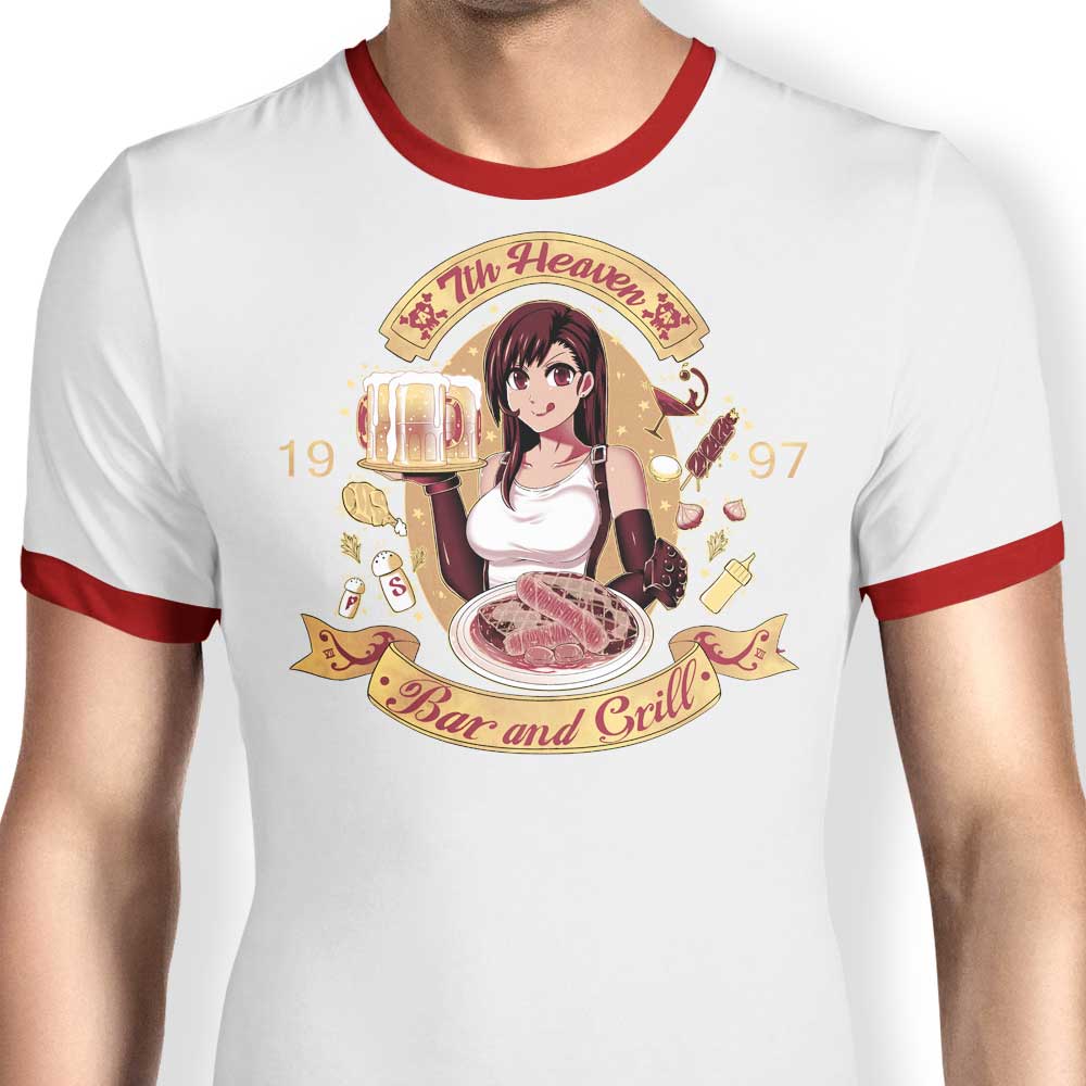 Coinbox Tees 7th Heaven Bar and Grill Men's Ringer T - Shirt in S to 4XL Sizes