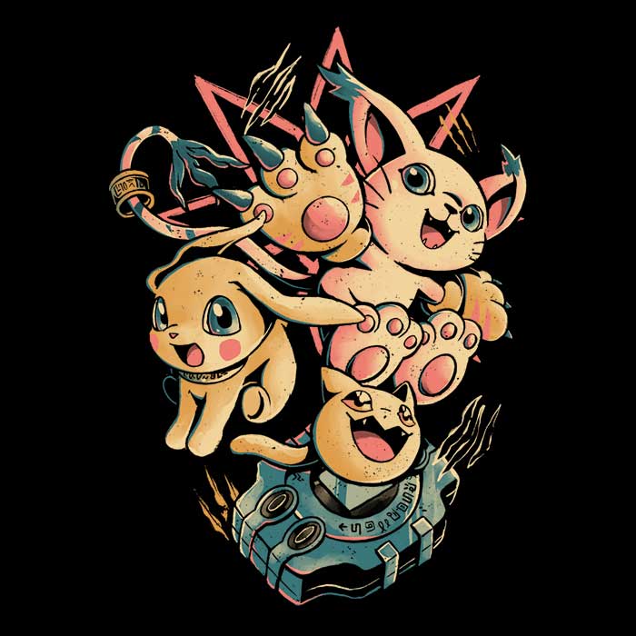 Evolving Digital Cat Design - Stylish Ringer T-Shirt