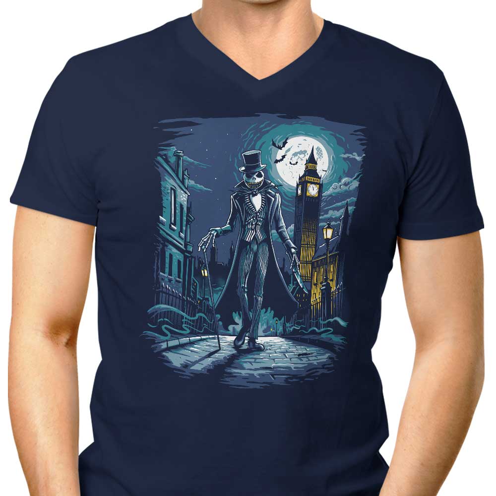 Men's Fashionable V-Neck T-Shirt Inspired by Jack the Ripper