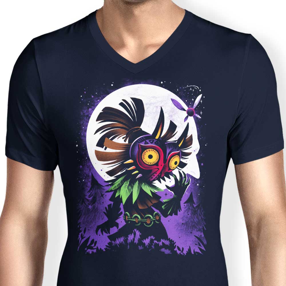 Men's V-Neck T-Shirt: The Mysterious Masked Sorcerer Design