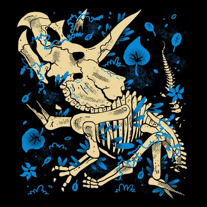 Men's V-Neck T-Shirts Featuring Triceratops Fossils Designs