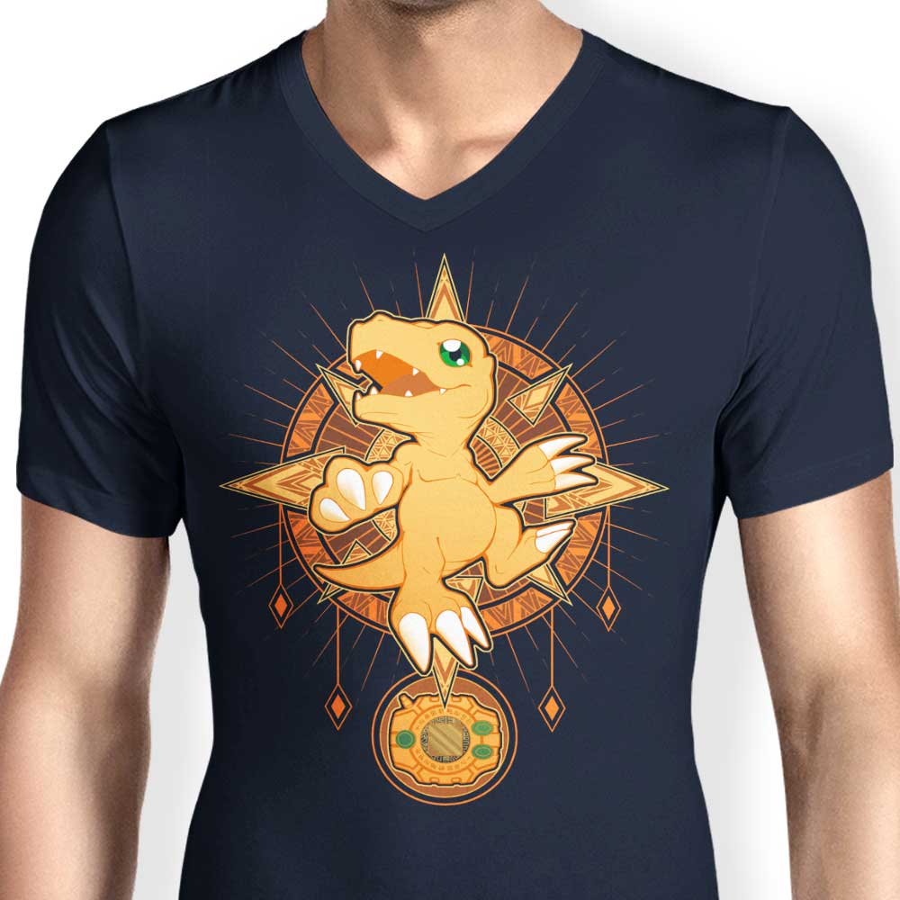 Courageous Crest - Men's Stylish V-Neck T-Shirt