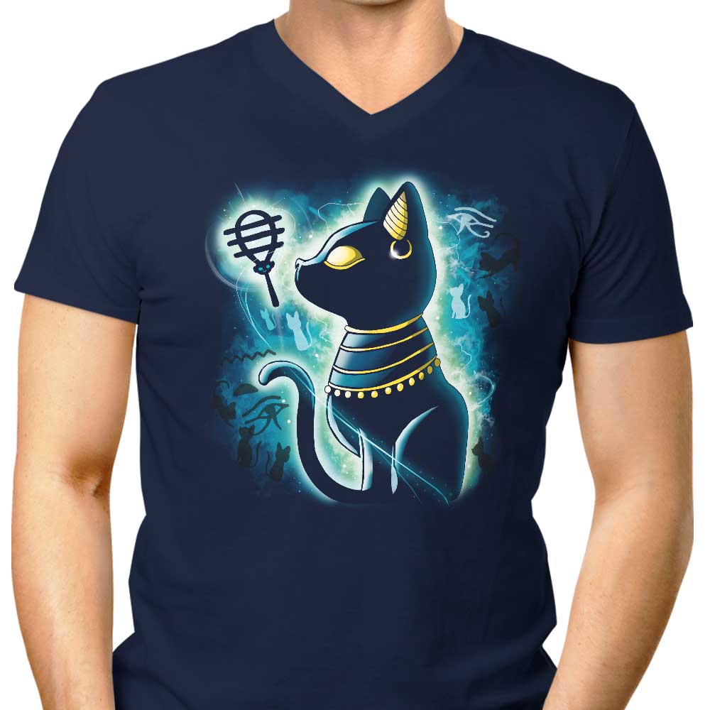 Men's Stylish V-Neck T-Shirt Named Bastet