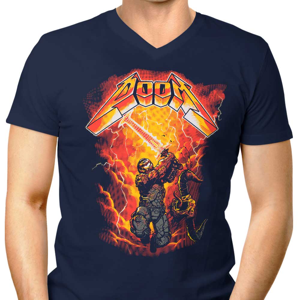 Men's Stylish V-Neck T-Shirt - Rip the Demon Design