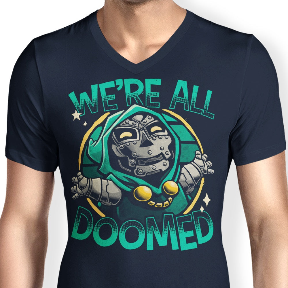 Men's V-Neck T-Shirt with the 'We're All Doomed' Slogan
