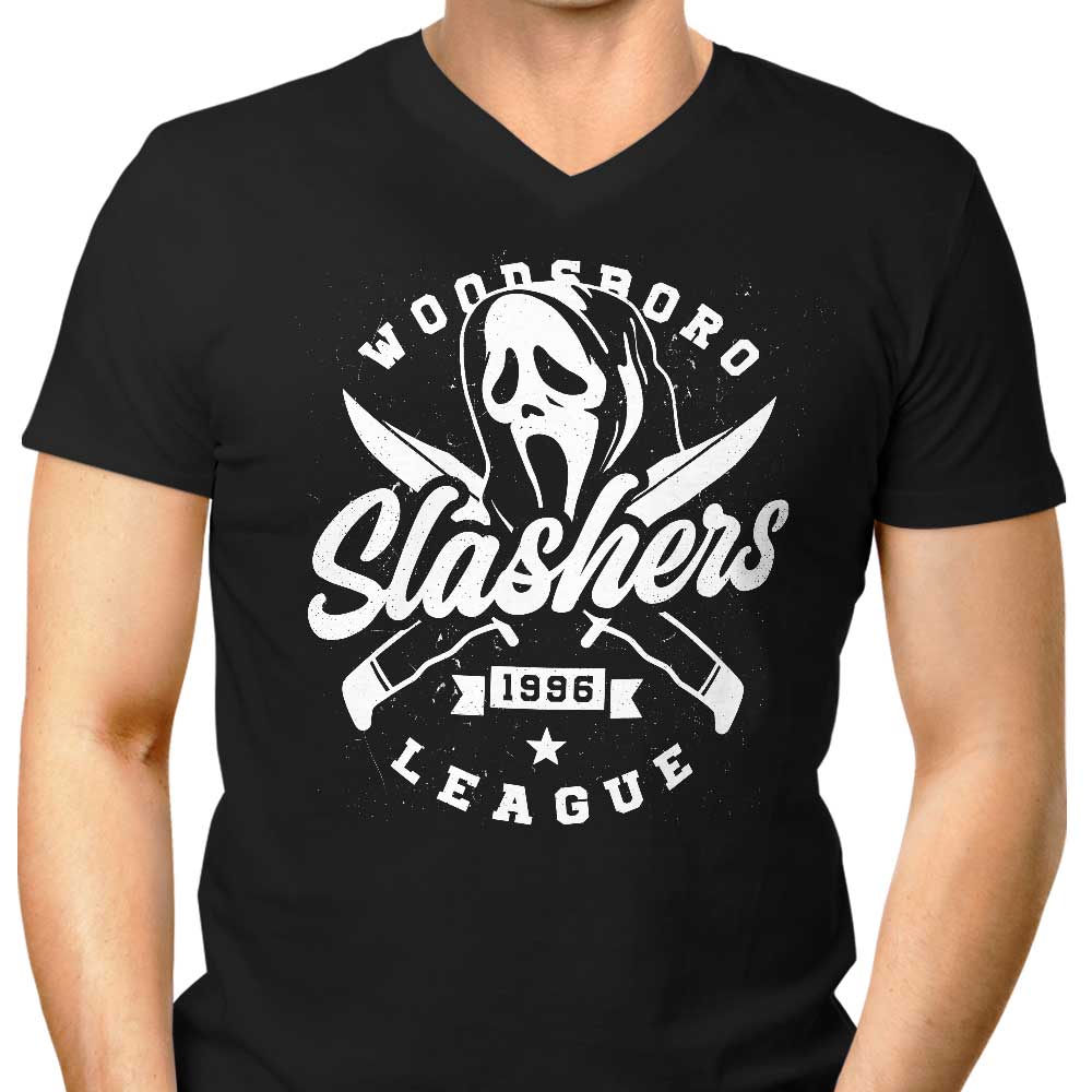 Men's Stylish V-Neck Woodsboro Slashers T-Shirt