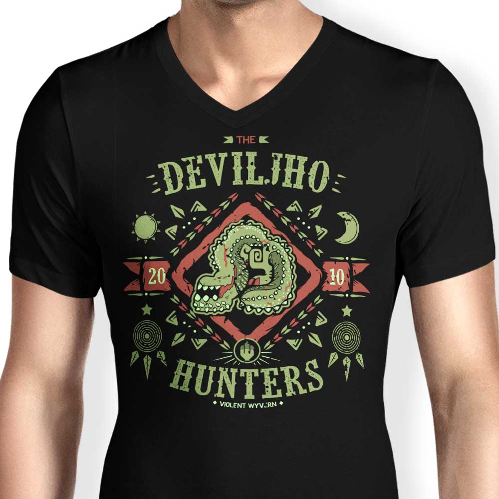 Men's Stylish V-Neck 'The Deviljho Hunters' T-Shirt