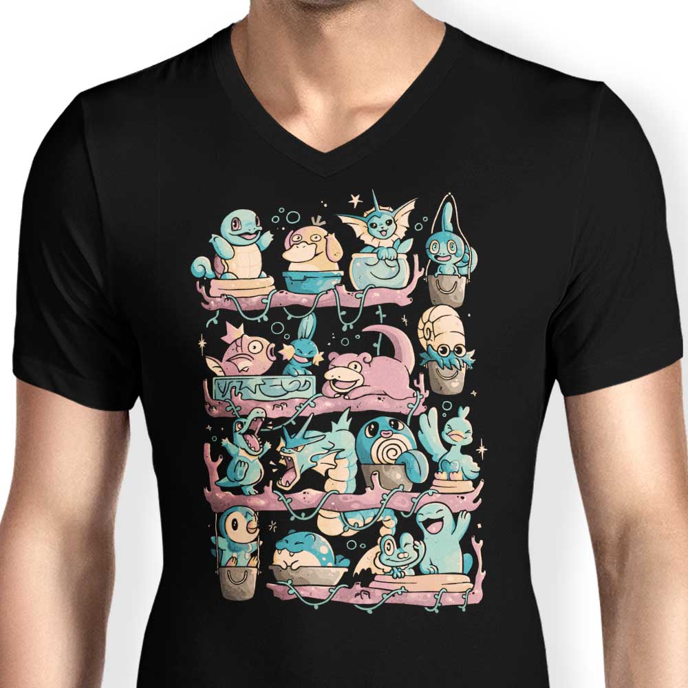 Men's Stylish V-Neck Water Shelf T-Shirt