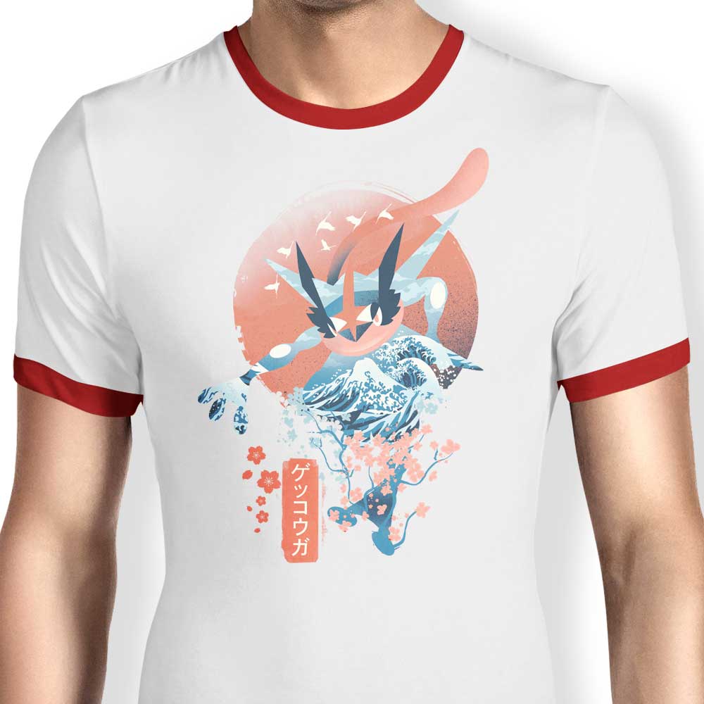 Dandingeroz Ukiyo Water Men's 100% Cotton Ringer T-Shirt, S - 4XL Sizes