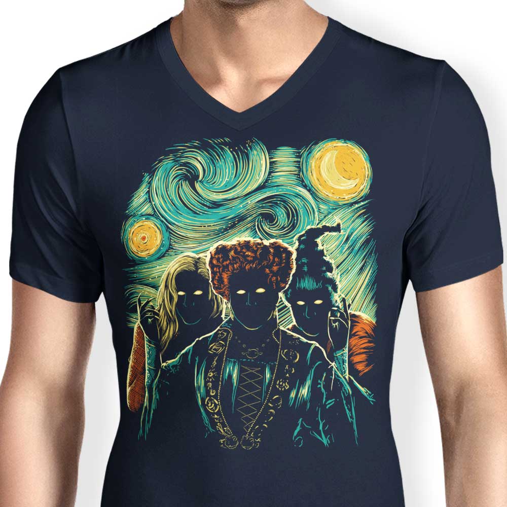 Ddjvigo Men's Stylish V-Neck for Salem Night