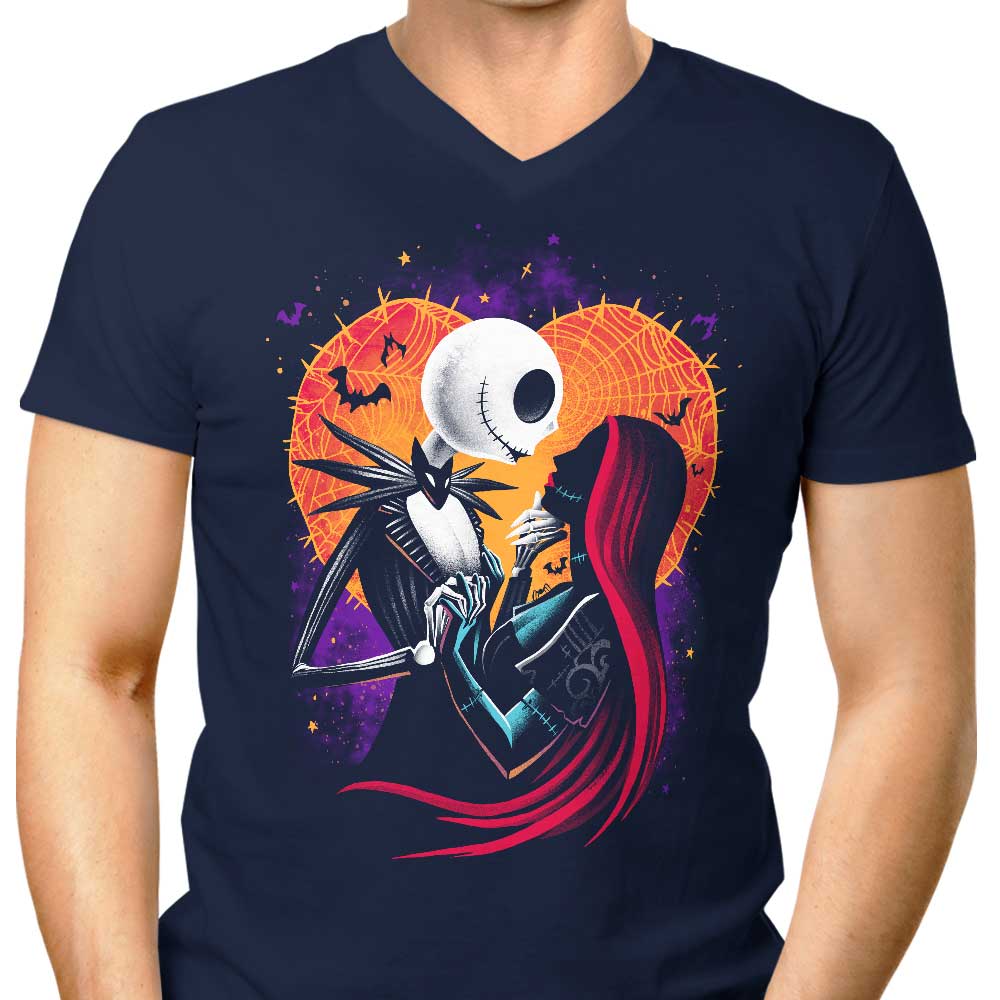 Men's V-Neck T-Shirt - 'True Love Never Dies' Design