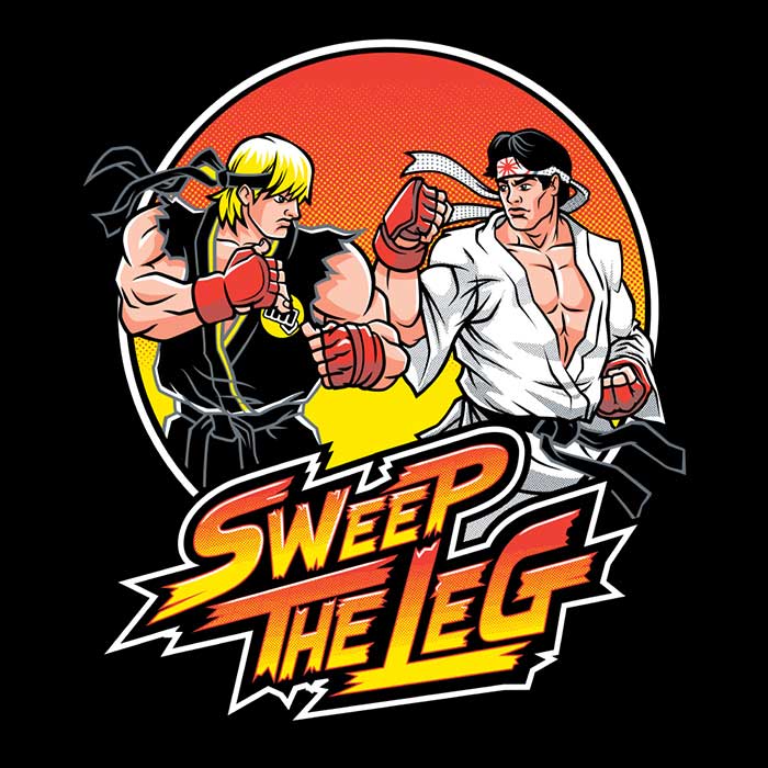 Stylish Ringer T-Shirt with 'Sweep the Leg' Print