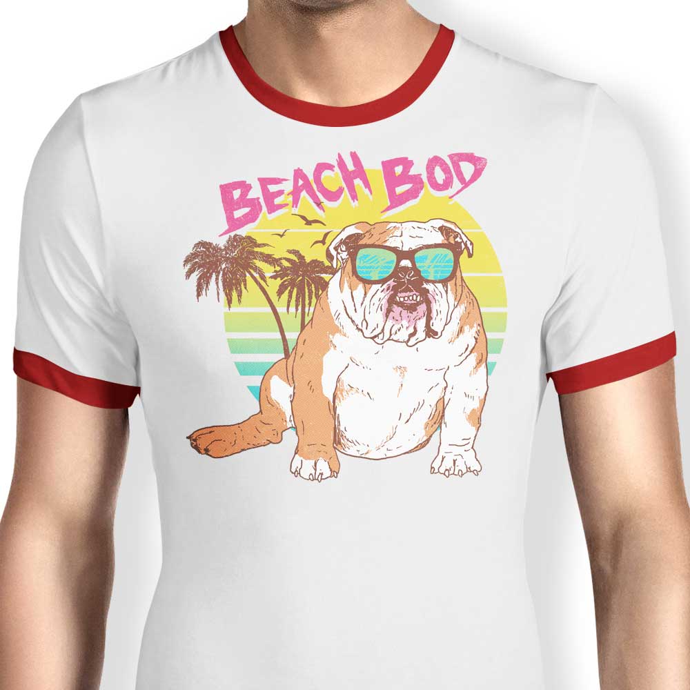Hillary White's Premium Men's Ringer Beach Bod T-Shirt, S - 4XL