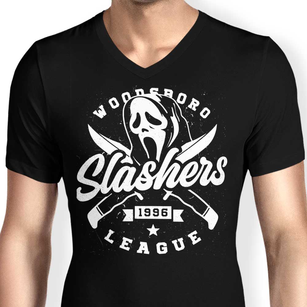 Men's Stylish V-Neck Woodsboro Slashers T-Shirt