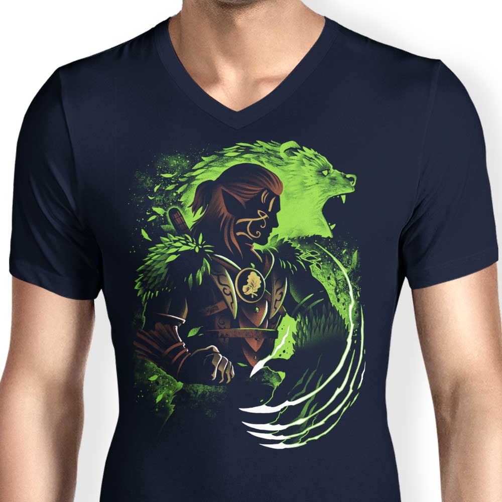 Men's V-Neck Shapeshifting Wood Elf T-Shirt from Alemaglia