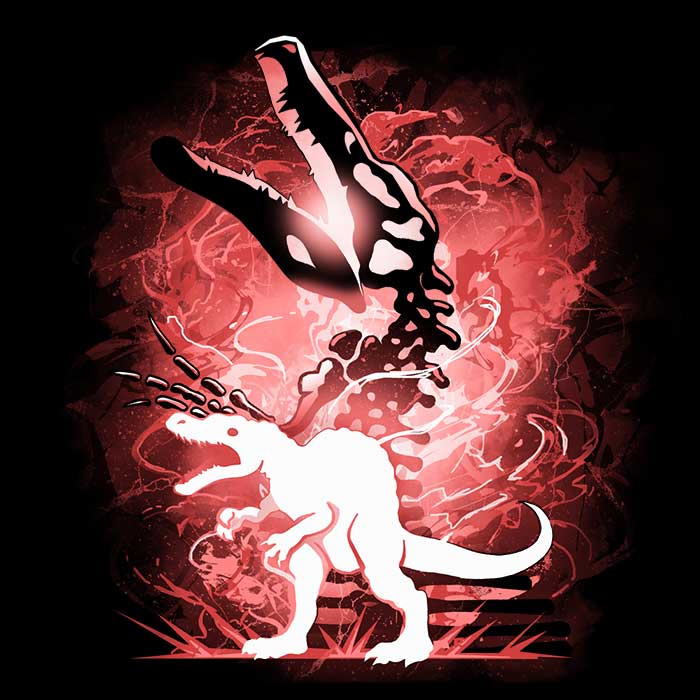 Men's Stylish V-Neck with Spinosaurus Silhouette Design