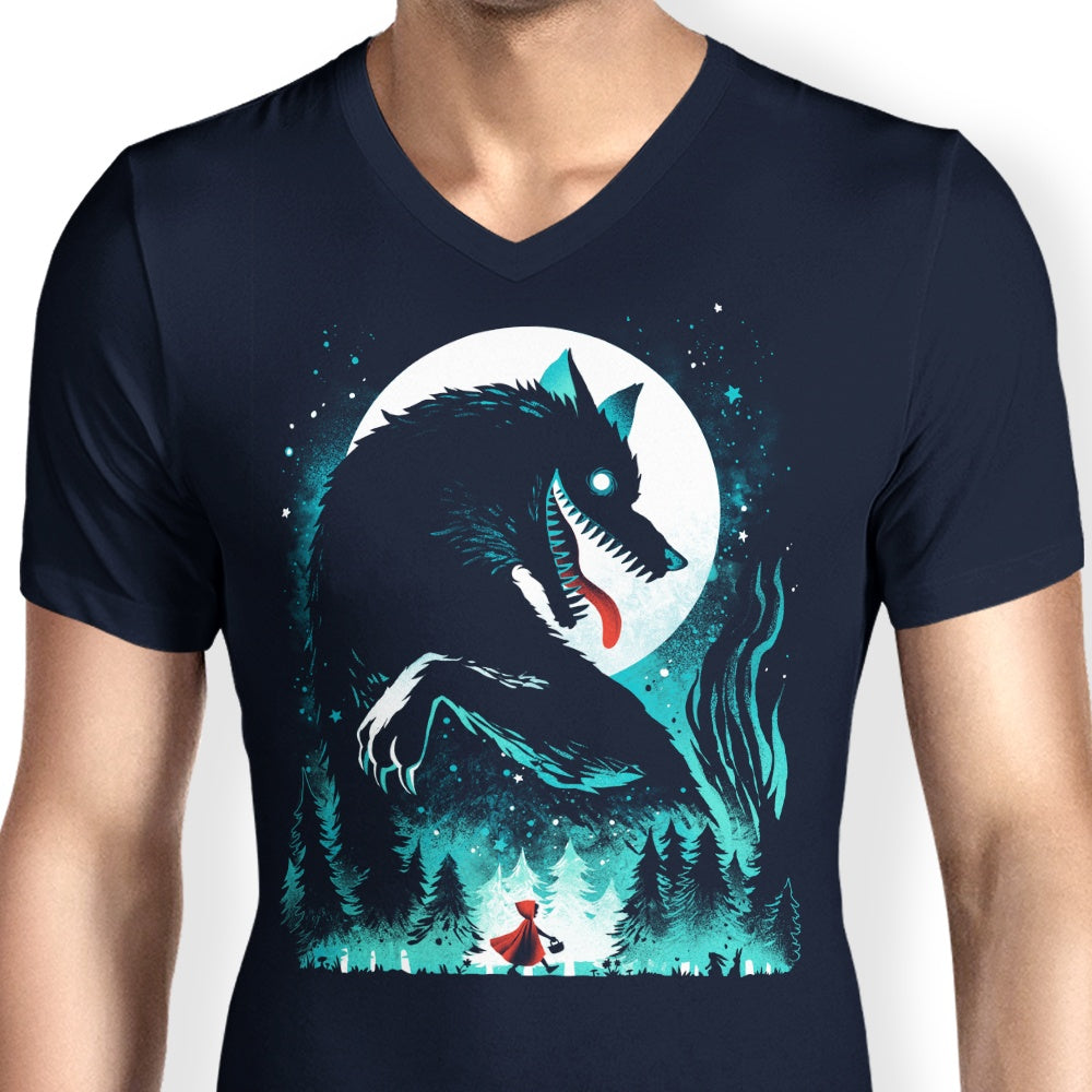 Men's V-Neck Fairy Story Wolf T-Shirt