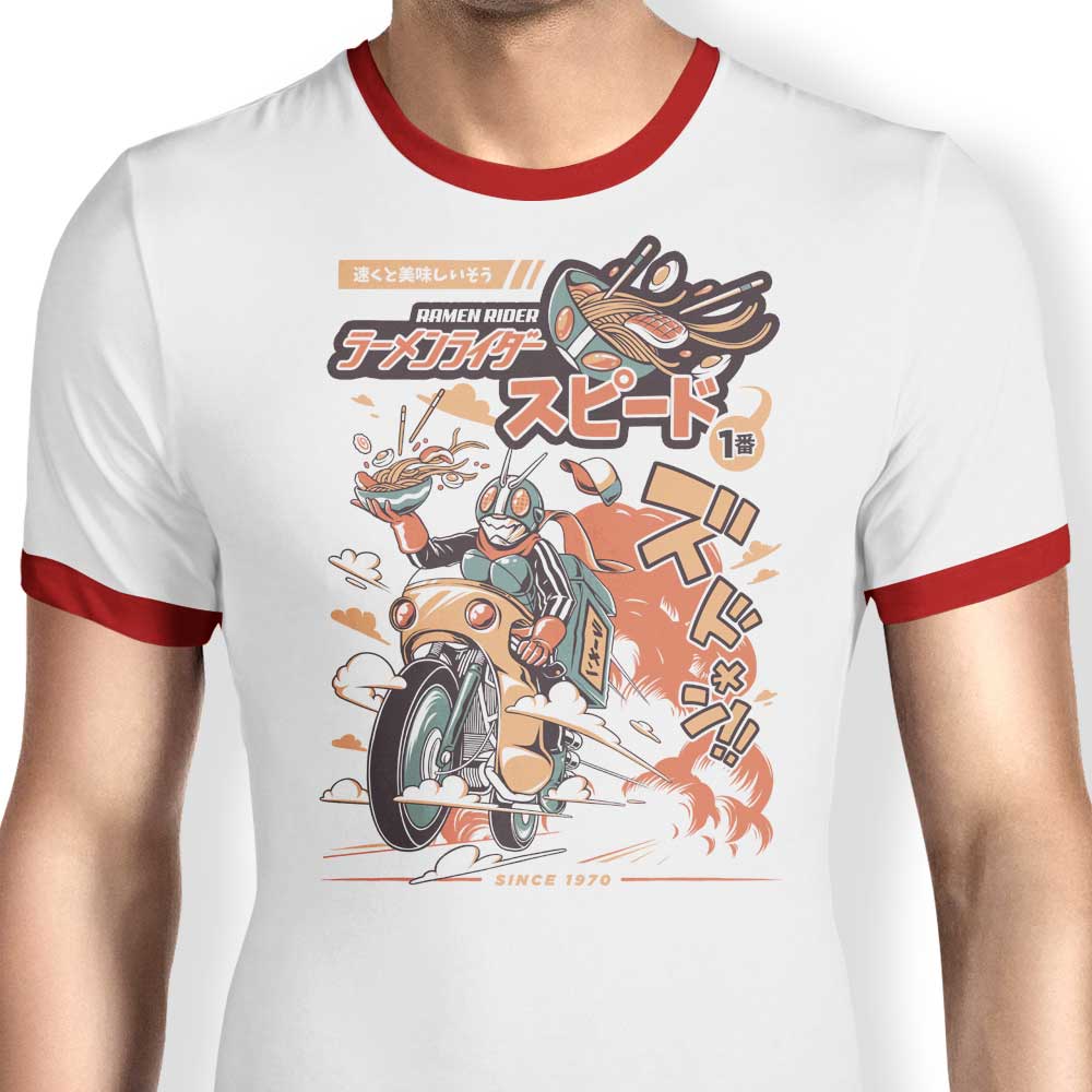 Ramen Rider Inspired Men's Ringer Style Cotton T-Shirt