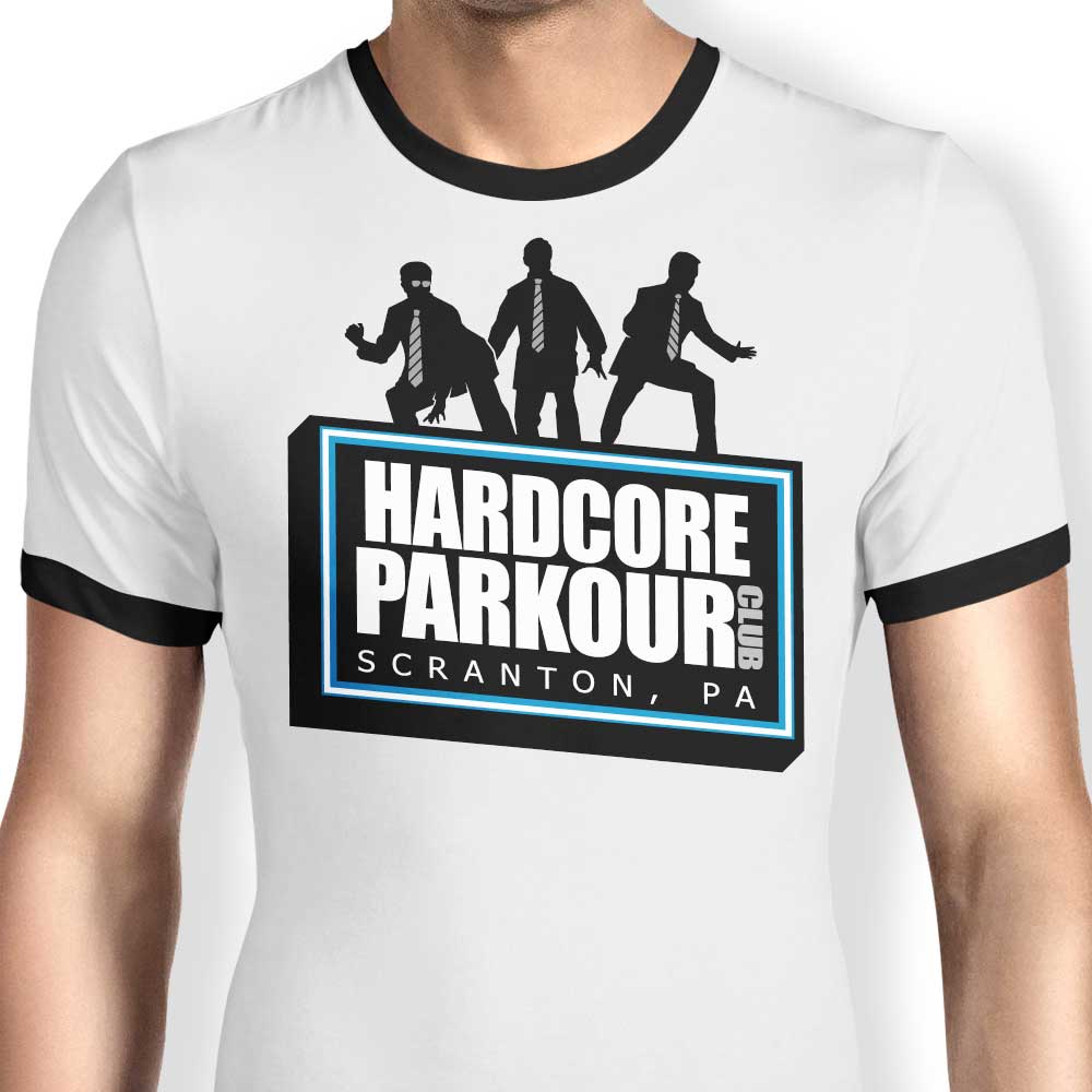 Hardcore Parkour-themed Men's Ringer Style T-Shirt