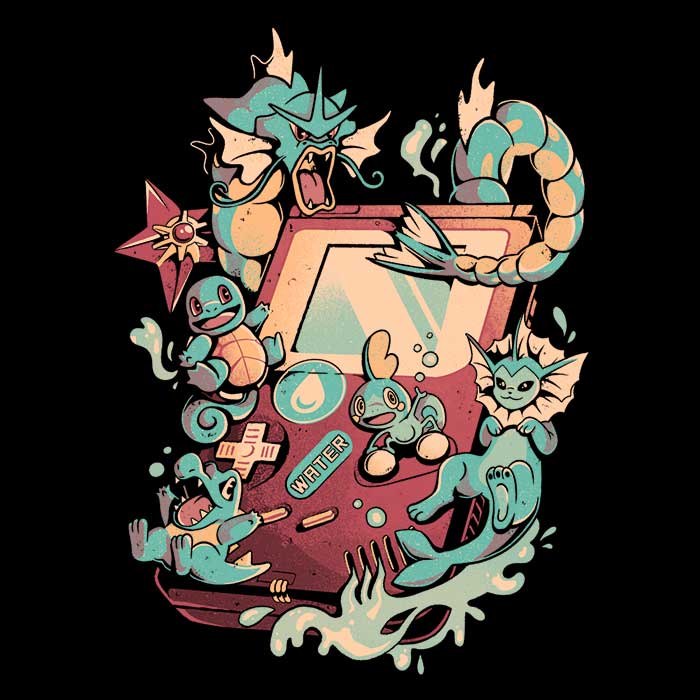 Men's V-Neck Water-themed Game T-shirt