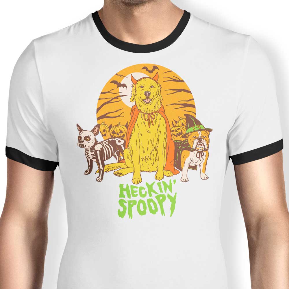 Heckin Spoopy Men's 100% Cotton Ringer T-Shirt in S - 4XL Sizes