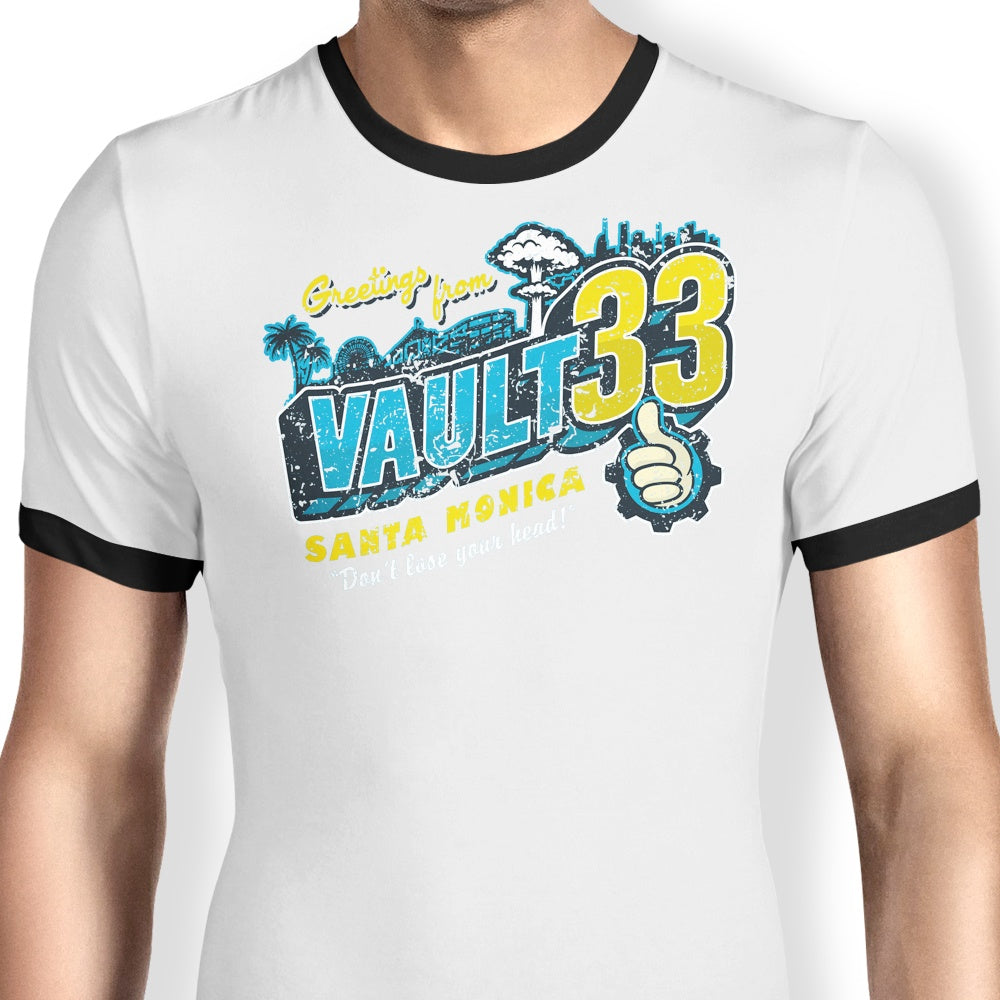 Stylish 'Greetings from 33' Ringer T - Shirt by Olipop