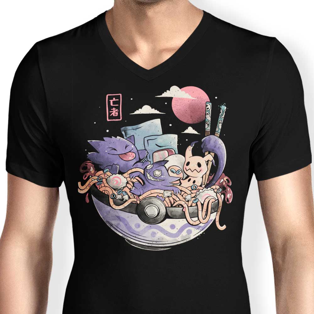 Men's Stylish V-Neck Ghost Bowl T-Shirt