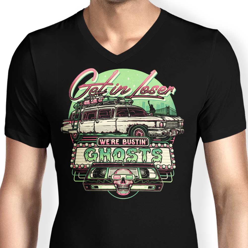 Men's Stylish V-Neck T-Shirt - 'We're Chasing Ghosts'