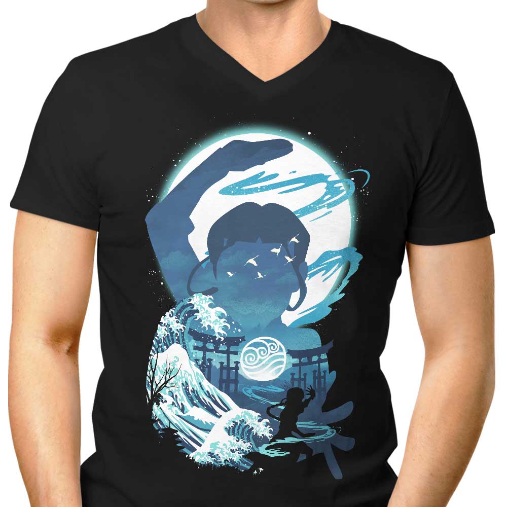 Men's Fashionable V-Neck Waterscape T-Shirt