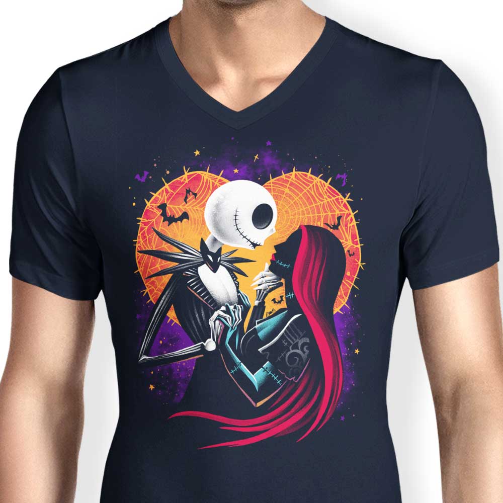 Men's V-Neck T-Shirt - 'True Love Never Dies' Design