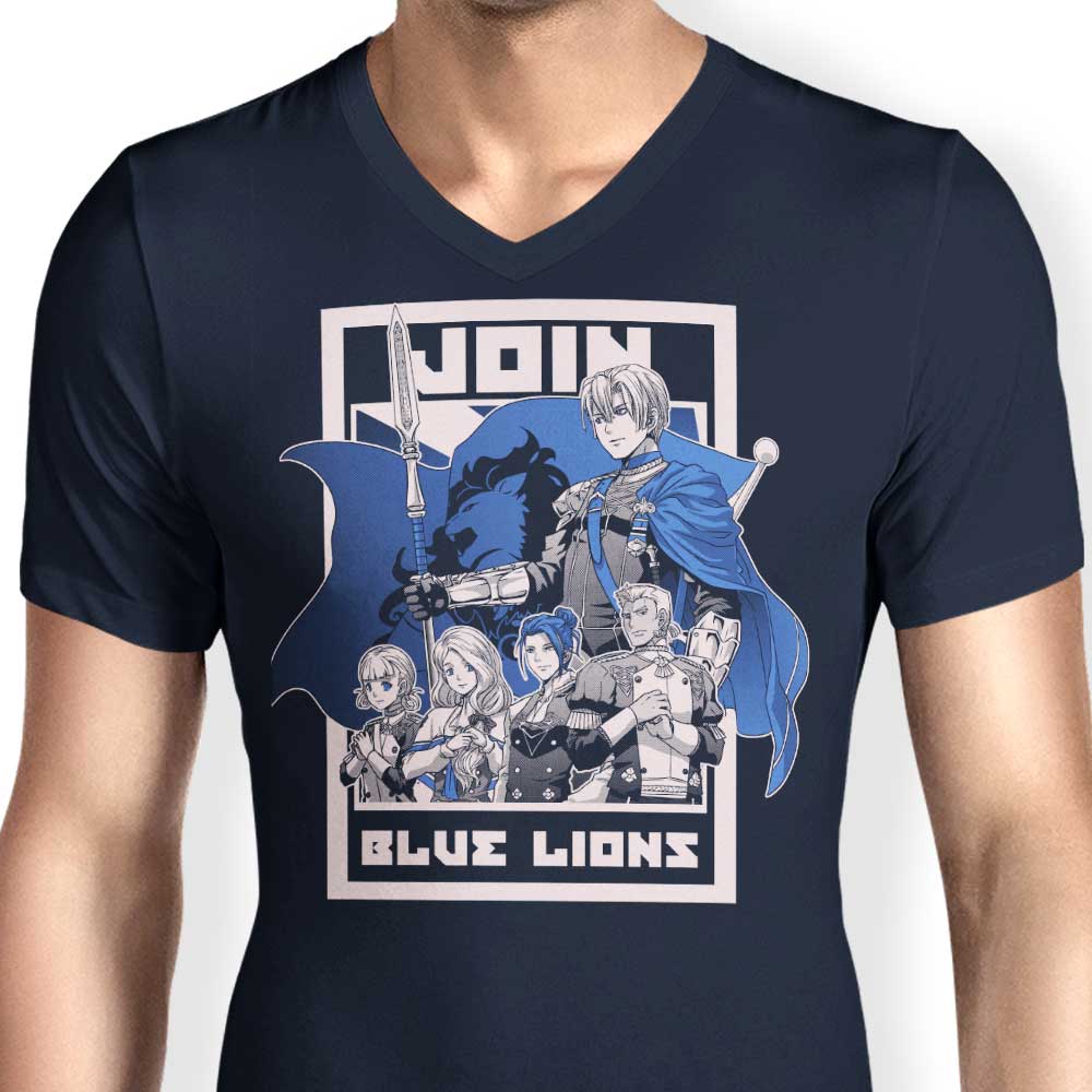 Join the Blue Lions Men's V-Neck T-Shirt