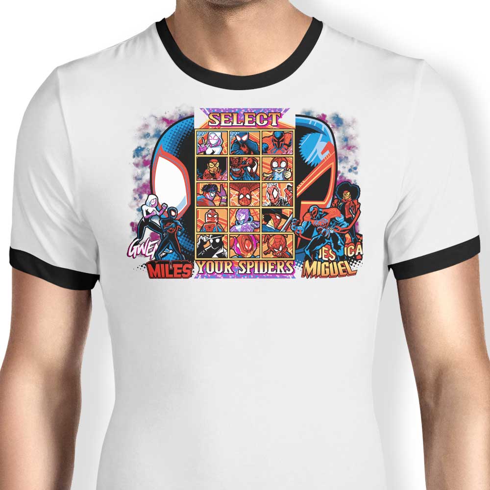 Unique Clash of Spiders Ringer Style T-Shirt
