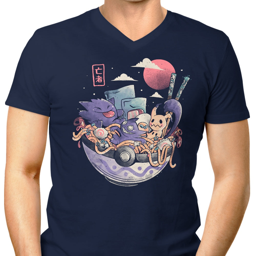 Men's Stylish V-Neck Ghost Bowl T-Shirt