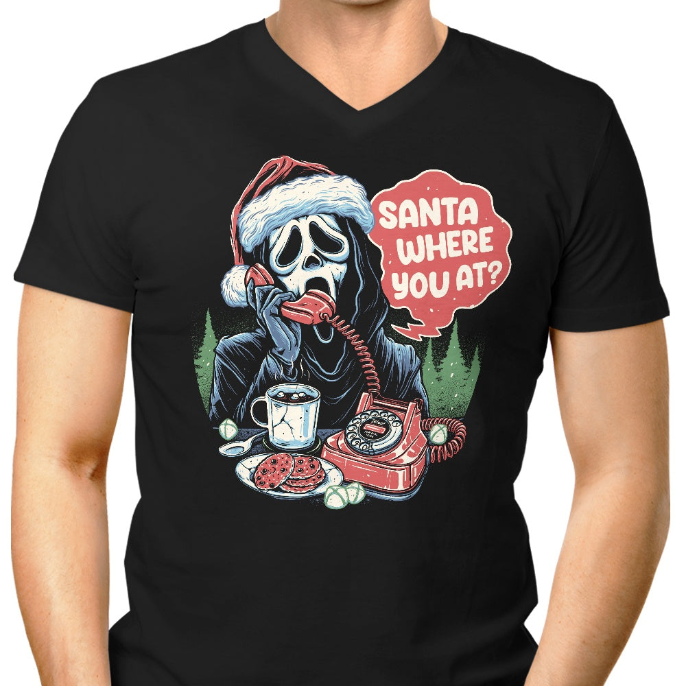 Men's V-Neck T-Shirt - 'Santa Where Are You?'