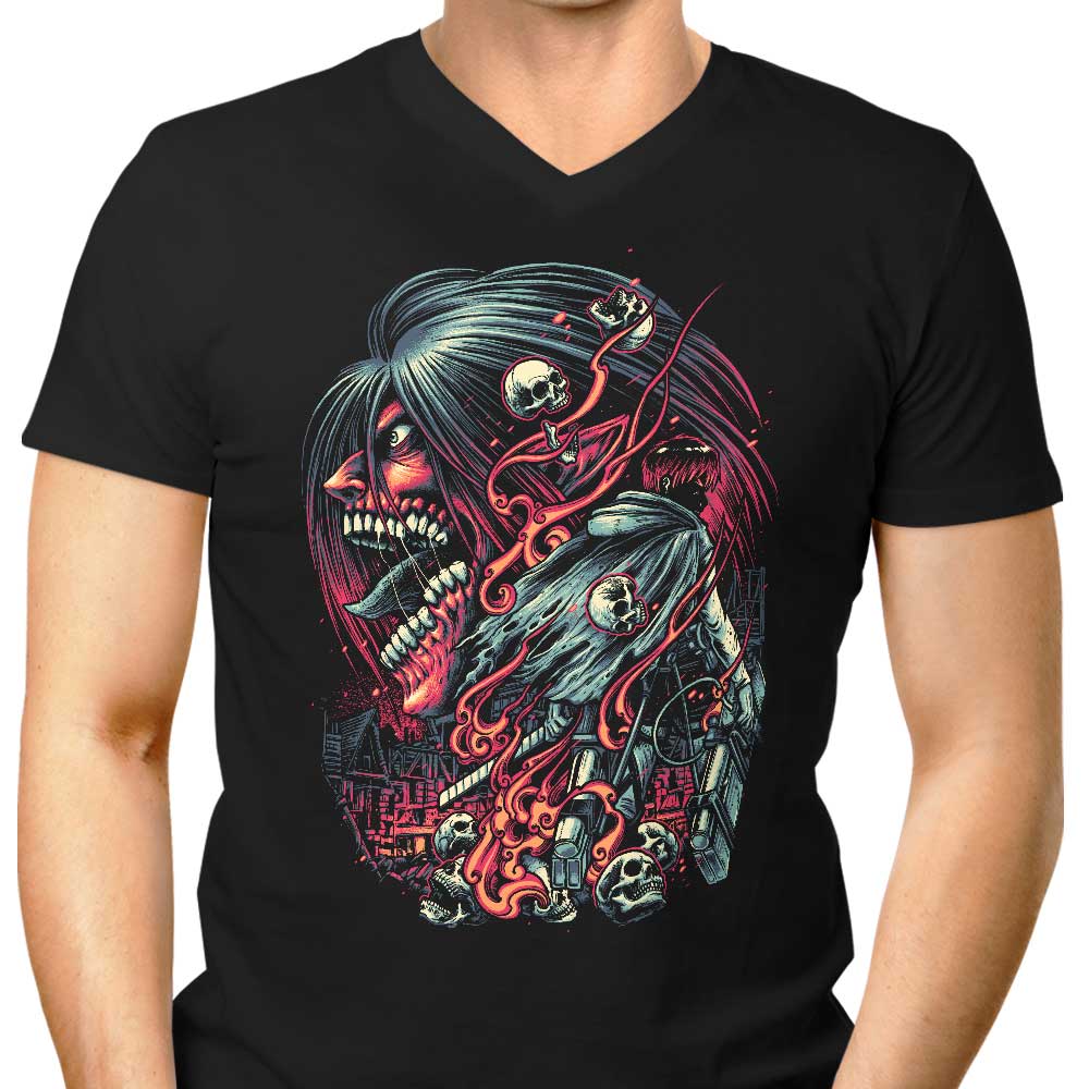 Men's V-Neck T-Shirt - Break Through the Walls