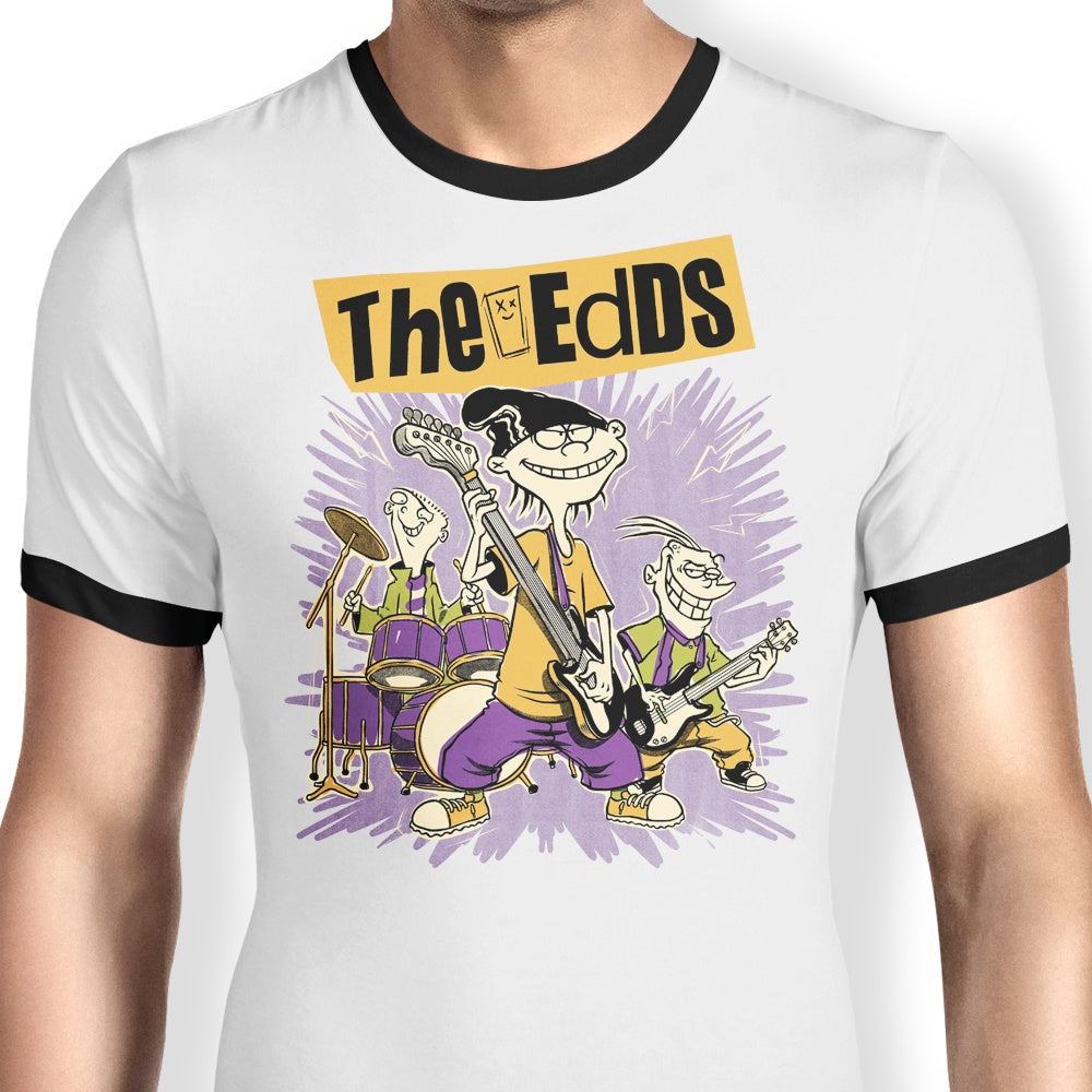 Fantastic Cartoon Rock Band Themed Ringer Style T-Shirt for Music Lovers