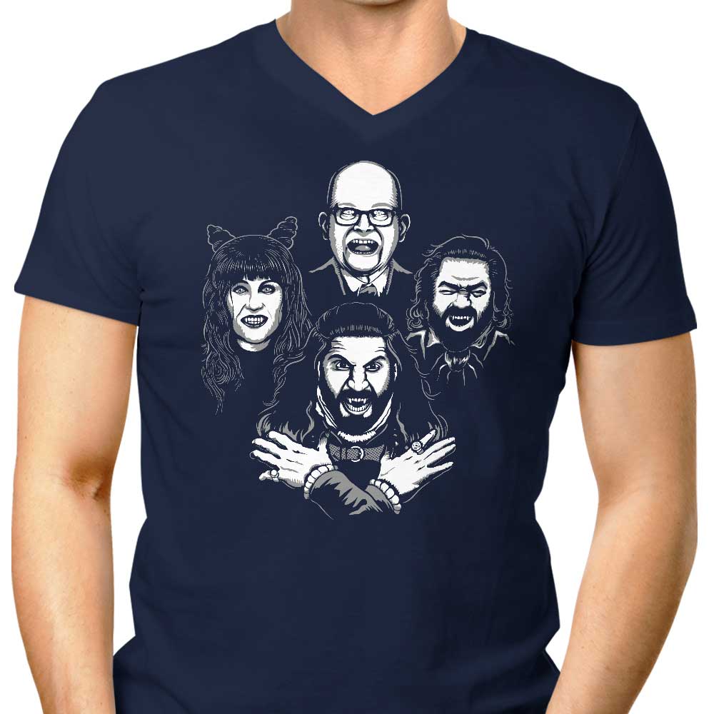Bohemian-Inspired Men's V-Neck T-Shirt with Shadowy Patterns