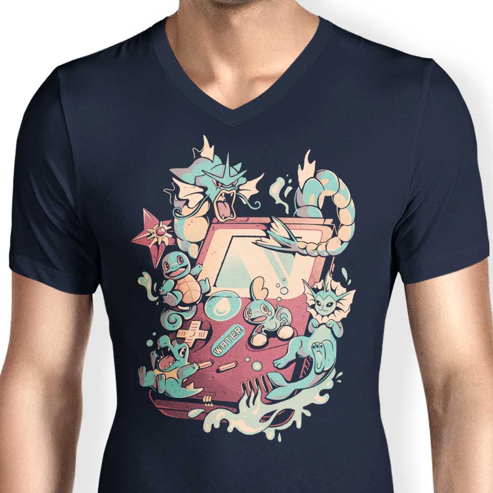 Men's V-Neck Water-themed Game T-shirt