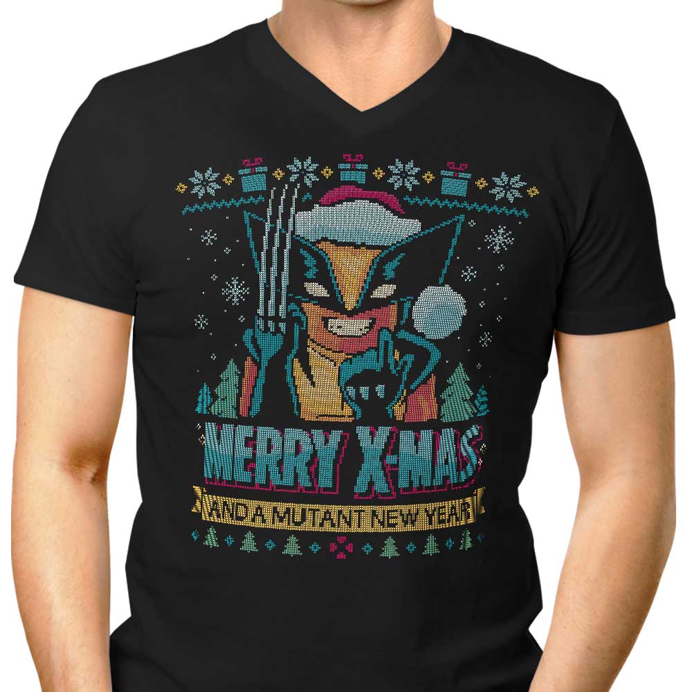 Adamantium Christmas-themed Men's V-Neck T-shirt