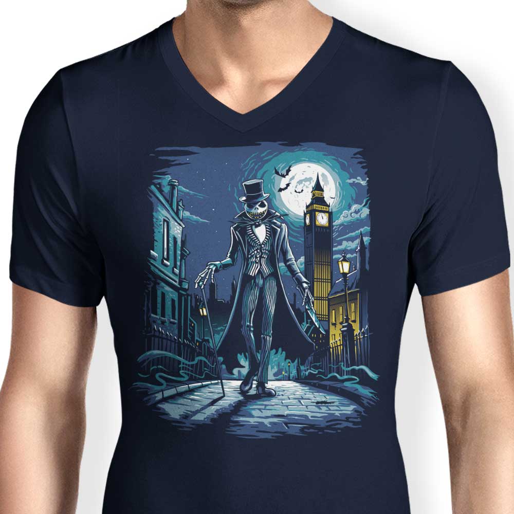 Men's Fashionable V-Neck T-Shirt Inspired by Jack the Ripper