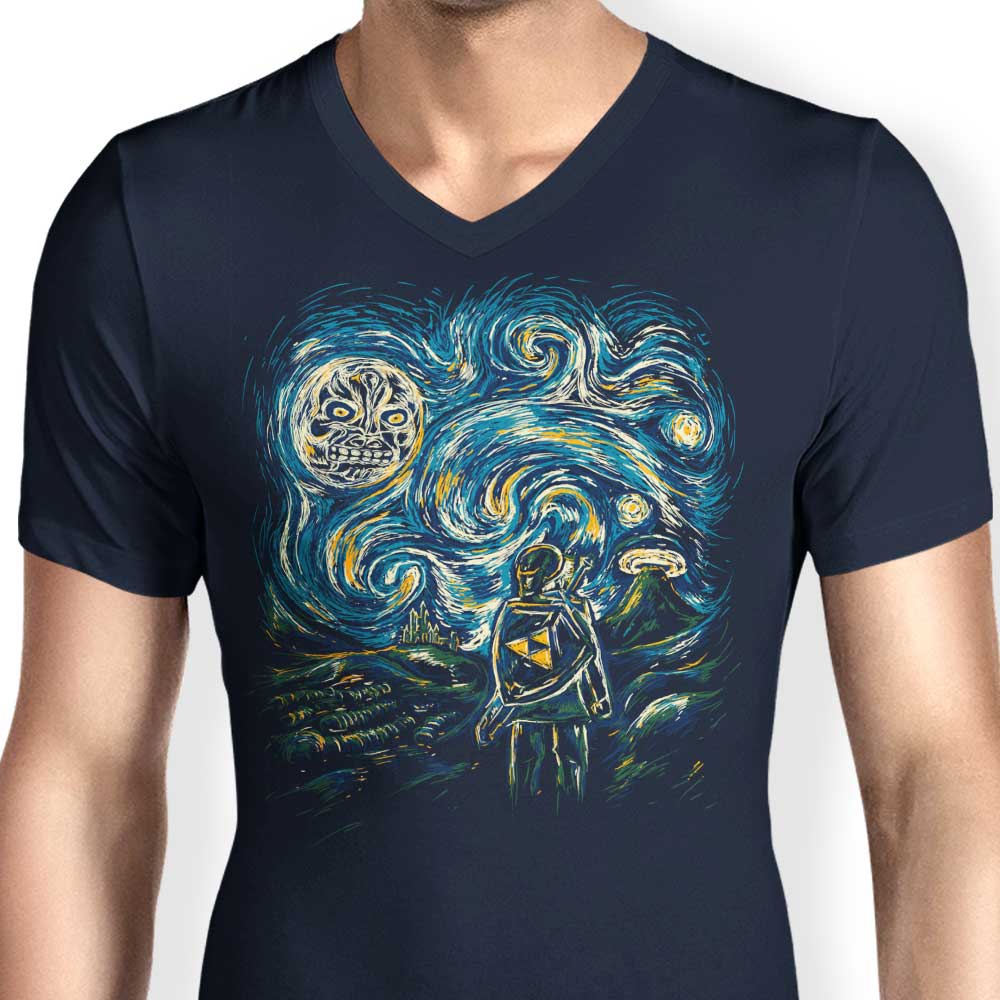 Stylish Men's V-Neck T-Shirt - Hylian Night Collection