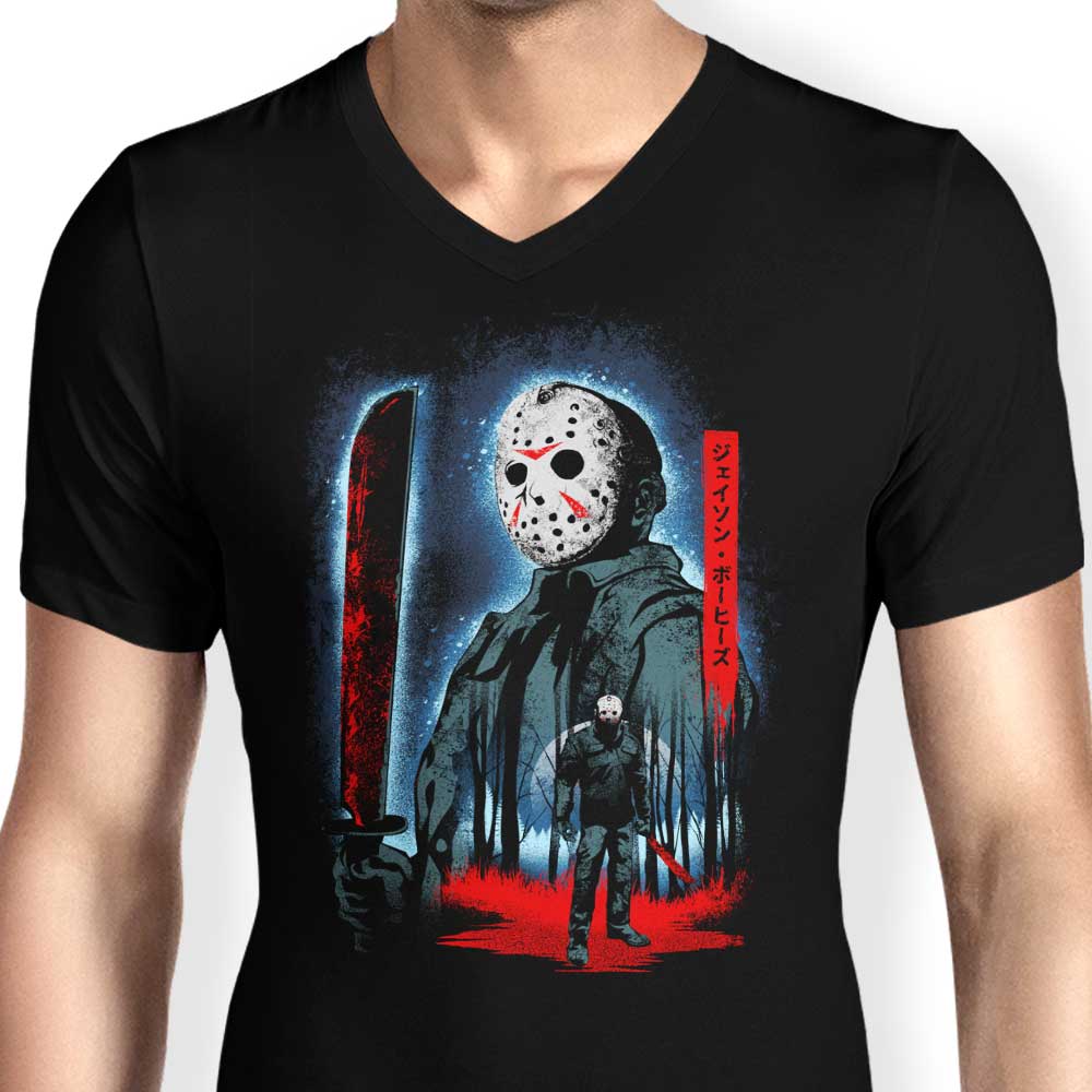Men's Stylish V-Neck: Attack on Crystal Lake Design