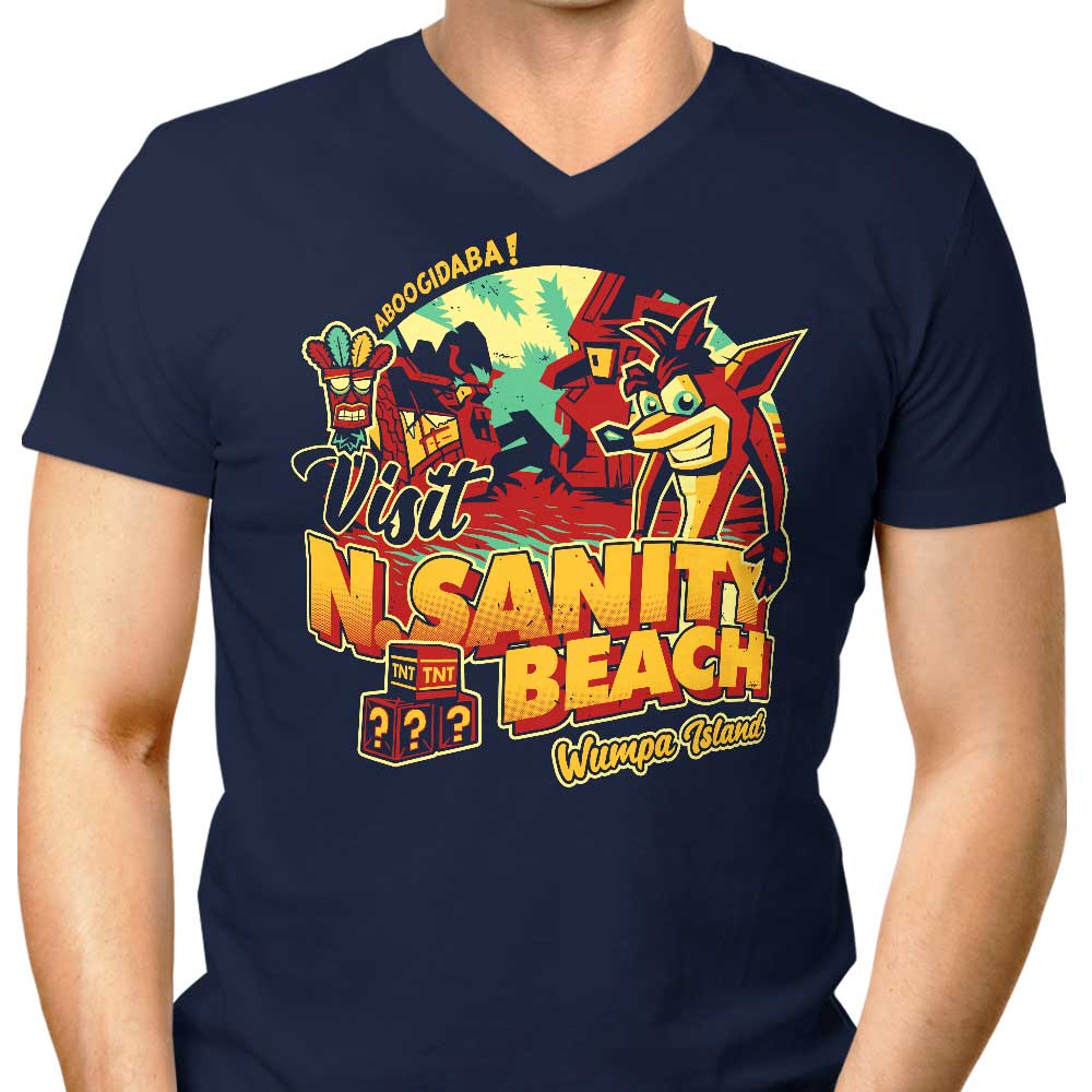 Men's V-Neck T-Shirt for Visiting N. Sanity Beach