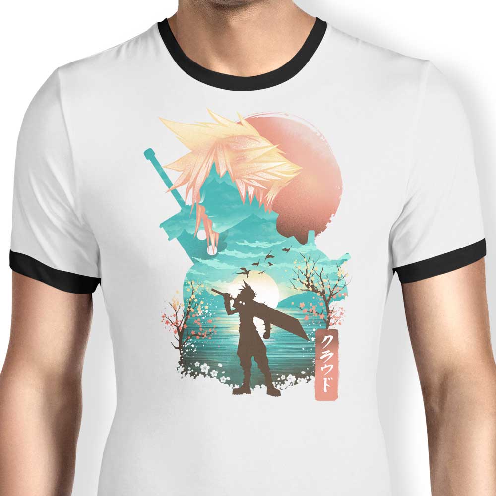 Dandingeroz Cloud Ukiyo-e Men's Comfortable Ringer T-Shirt in S - 4XL
