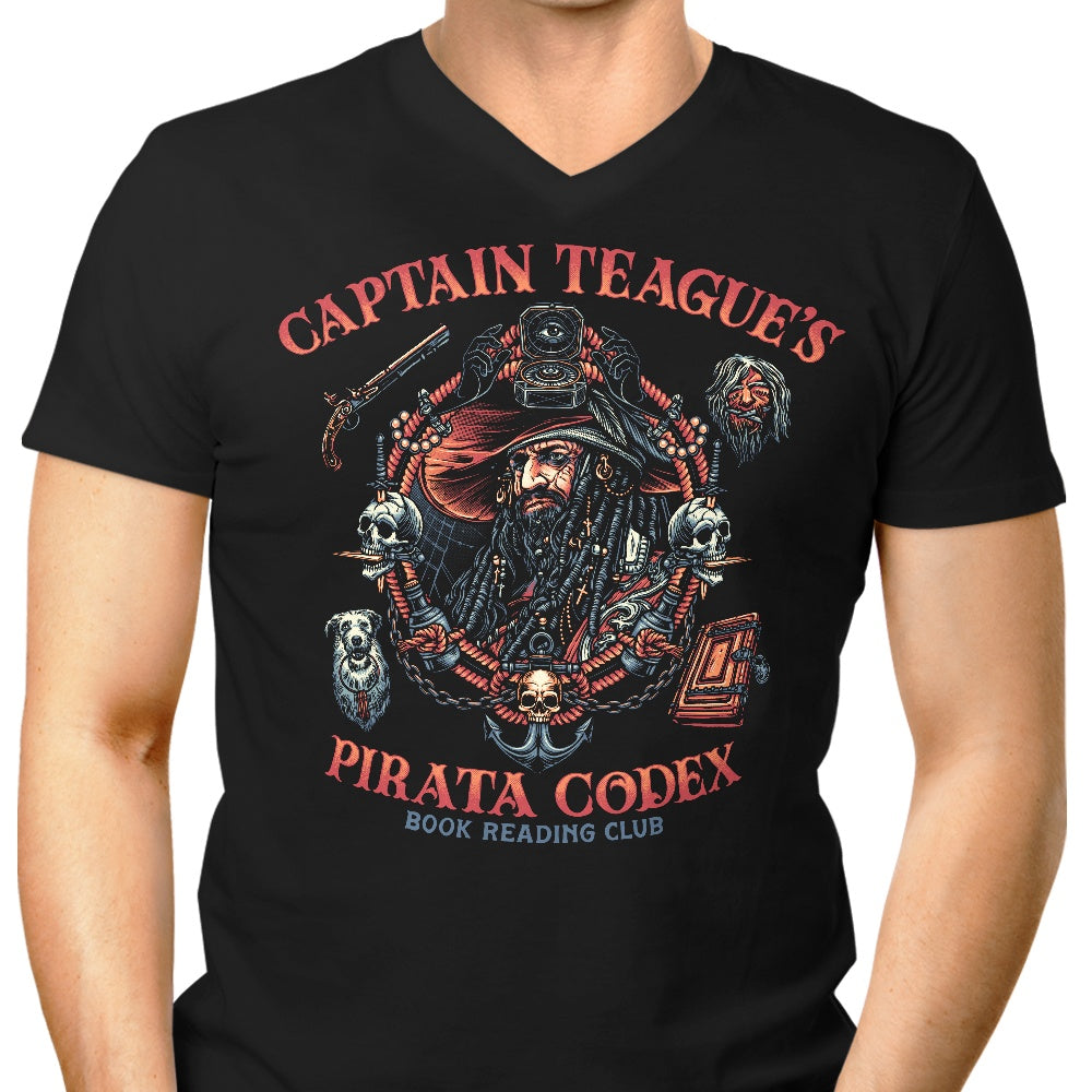 Men's Stylish V-Neck Pirata Codex T-Shirt