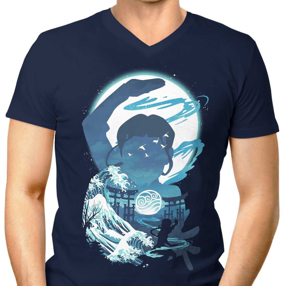 Men's Fashionable V-Neck Waterscape T-Shirt