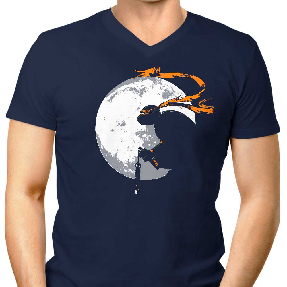 Men's Stylish V-Neck Moon Nunchaku T-Shirt