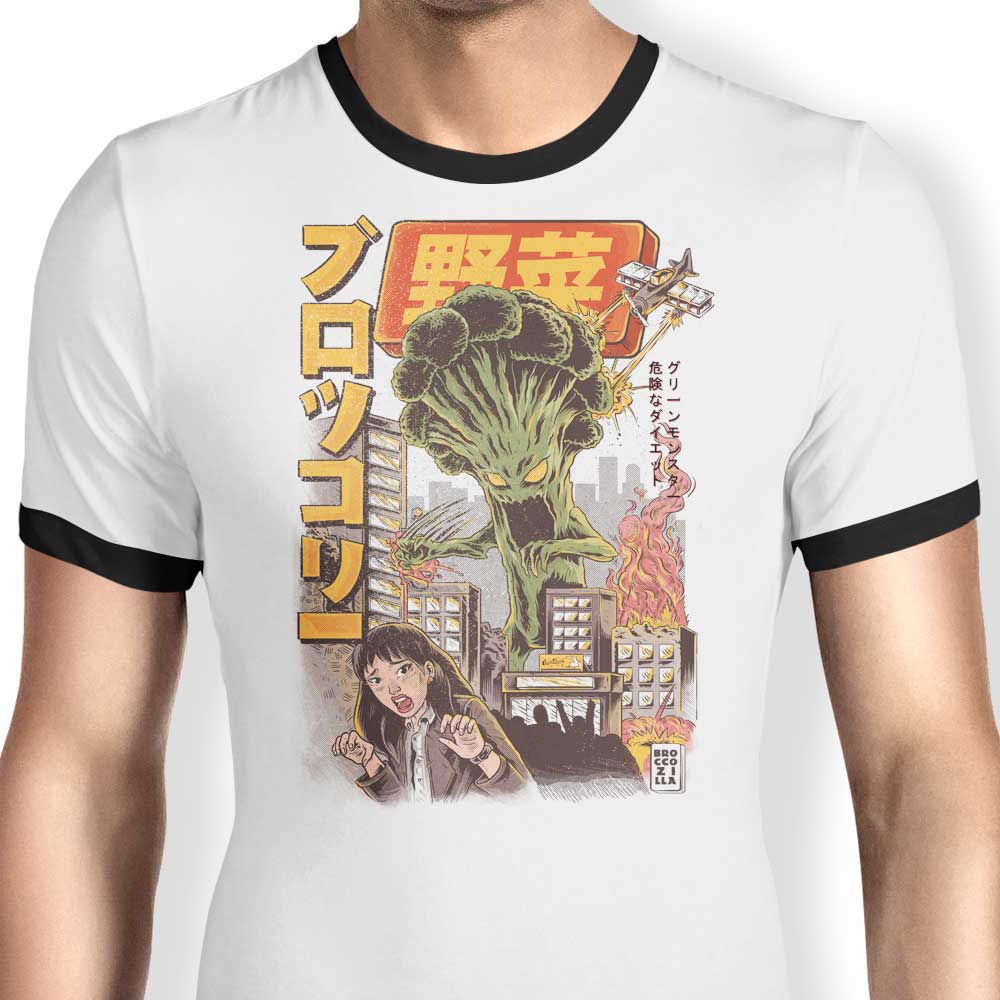 Ilustrata's Broccozilla Men's Ringer Style Cotton T - Shirt