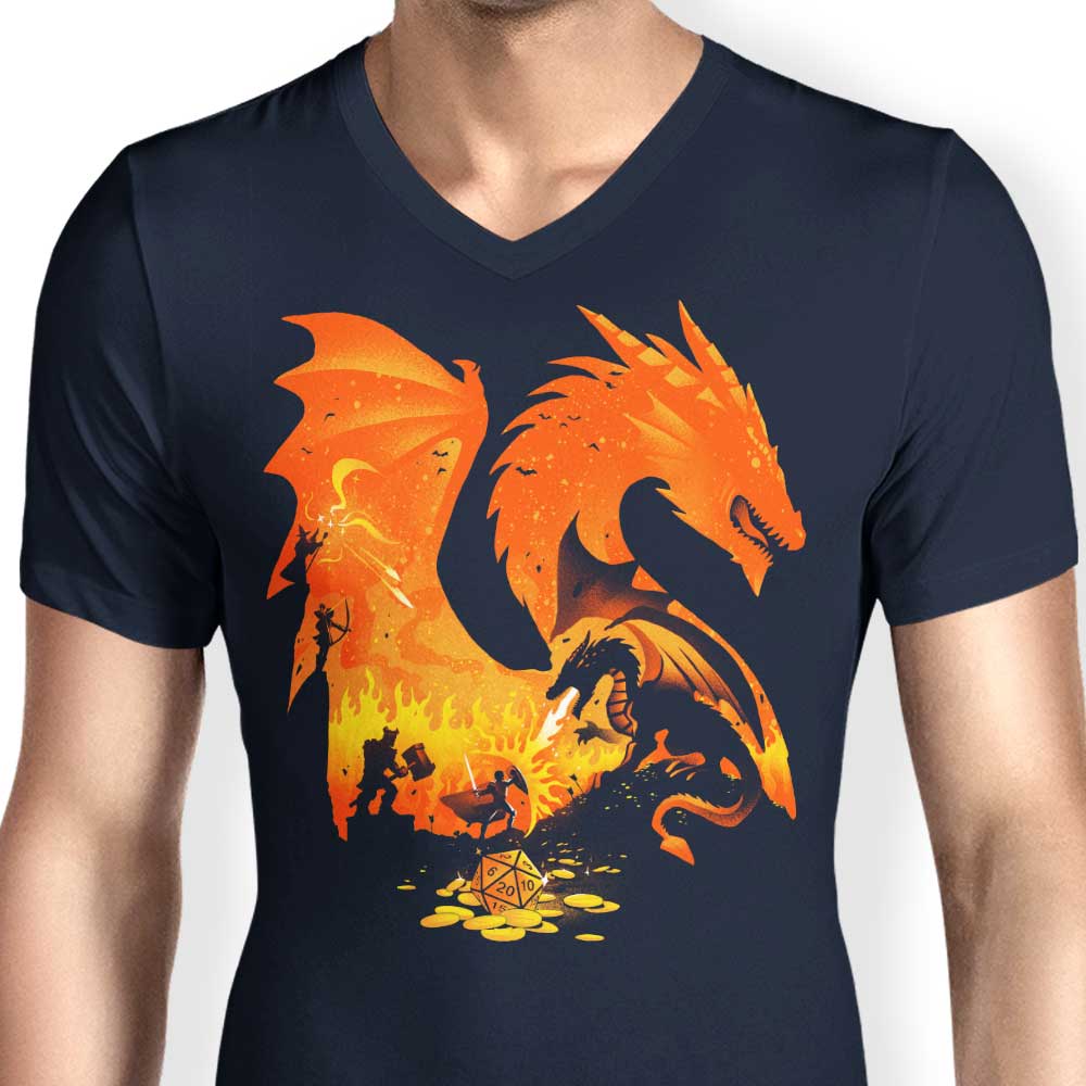 Alemaglia's Men's V-Neck with Fantasy Flames Design